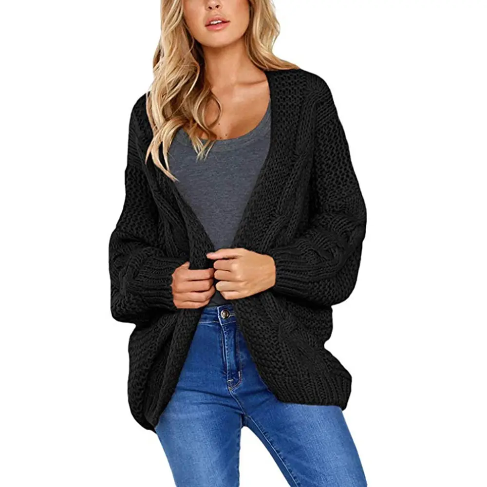 Oeak, стиль, трендовый Зимний вязаный свитер с длинным рукавом, кардиган размера плюс S-XL, повседневные Джемперы, женские одноцветные пальто, свитер