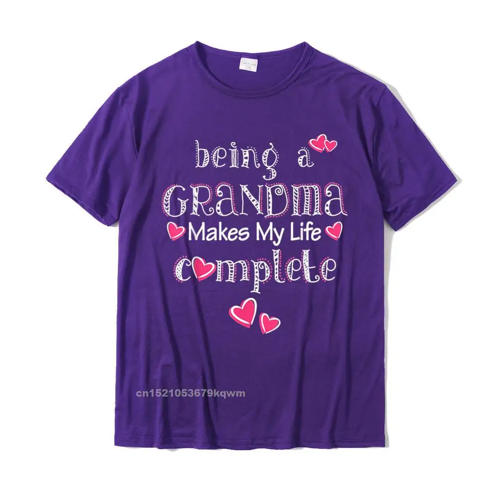 Classic Casual Summer T-shirts Round Collar Pure Cotton Men Tops Shirts Short Sleeve ostern Day Summer Tops Tees Being A Grandma Make My Life Complete T-Shirt__4964 purple