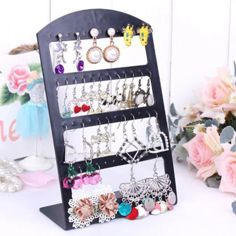 

48 Holes Jewelry Organizer Stand Black Plastic Earring Holder Pesentoir Fashion Earrings Display Rack Etagere