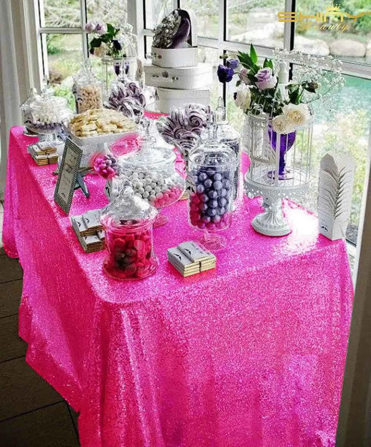 72x108-дюймовая прямоугольная скатерть с блестками с розовыми блестками, крышка стола, пурпурные блестящие текстильные скатерти для прямоугольной Tables-M0928