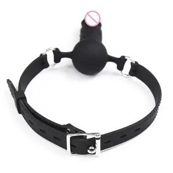 Adult Games Strapon Dildo Head Strap on Sex Toys for Couples Silicone Dildos Bandage Realistic Penis Mouth Gag 5