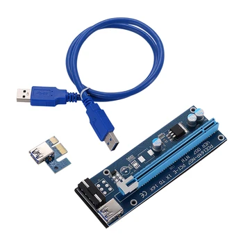 

New 30CM 60CM PCI-E PCI Express Riser Card 1x to 16x USB 3.0 Data Cable SATA to 4Pin IDE Molex Power Supply for BTC Miner Mining