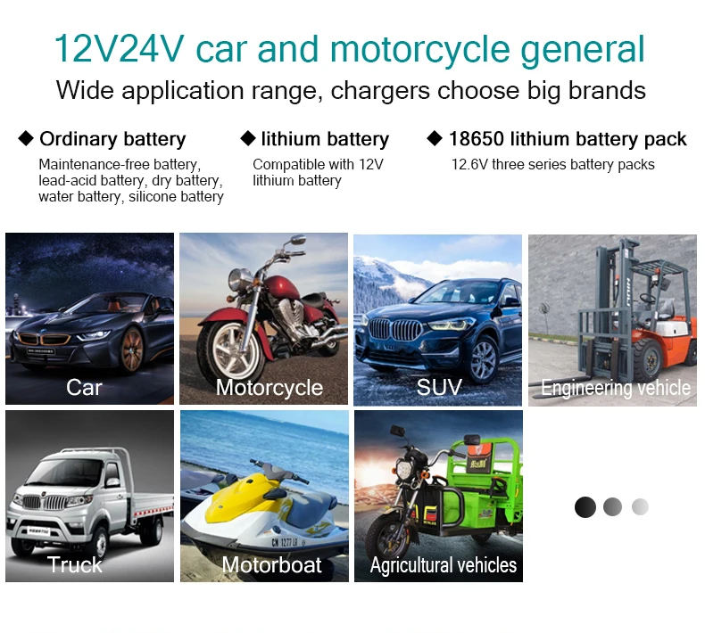 ANJING 619H 12V/24V 20A  Motorcycle Car Battery Charger 260W Automatic Start-Sto