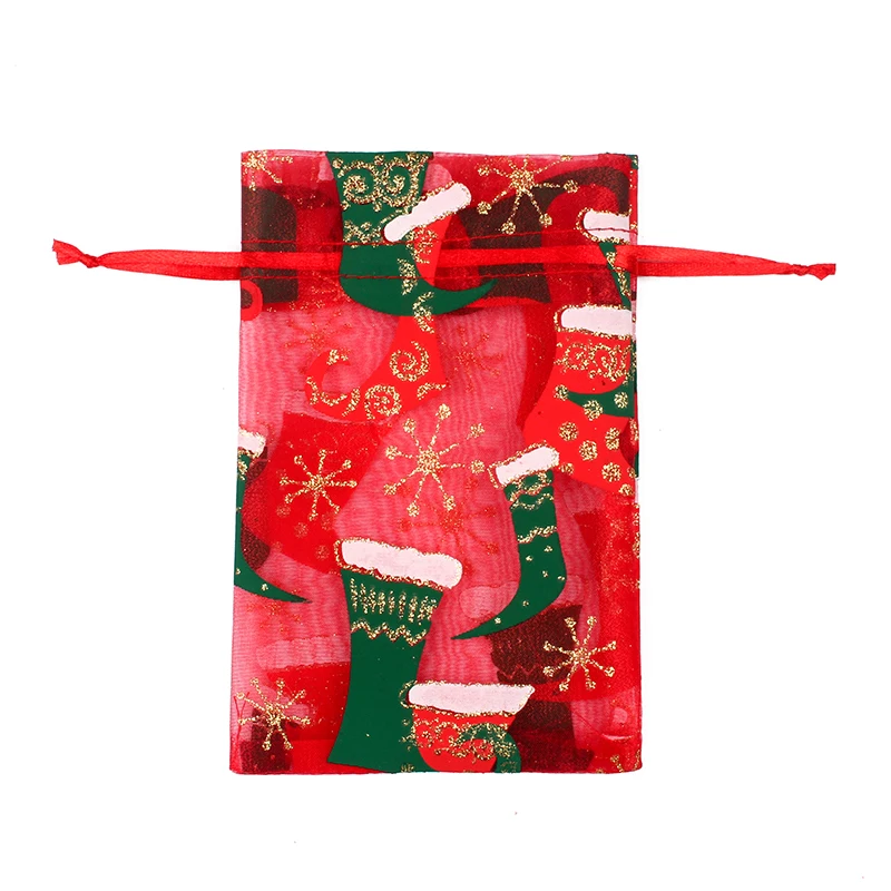 50 шт. 10x15 см 13x18 см рождественские подарочные сумки из органзы на шнурке вечерние женские свадебные конфетные раковины шоколадный Подарочный мешочек - Цвет: 04
