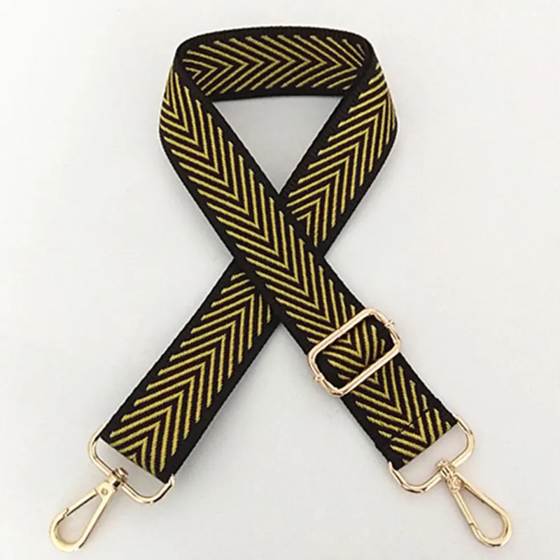 gold gold buckle Для женщин DIY сумка Широкий ремень сумки Сумка через плечо новая декоративная стильная сумка "Почтальон" на ремне Регулируемая сумка ремень полосатый нейлоновый ремешок - Цвет: gold gold buckle