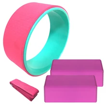 Набор оборудования для йоги, 4 шт., колесо для йоги, хлопок, растягивающийся ремень, стабильность, блоки EVA, Йога, Пилатес, медитация, набор упражнений