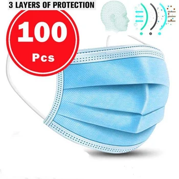 

500 Pcs Fast DHL Ship 3 Layers Disposable Face Mask PM2.5 mascherine Elastic Mouth masque Soft Breathable Face Mask