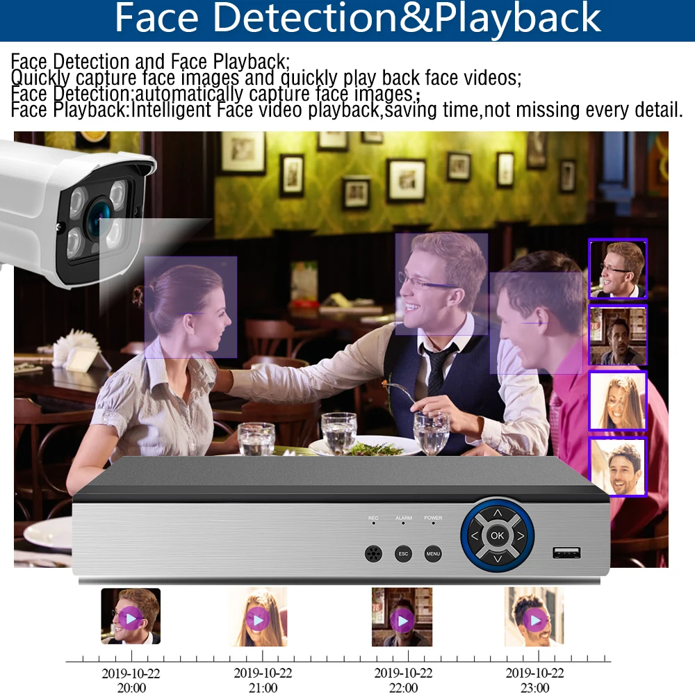 Plug and play POE NVR 8CH Xmeye CCTV Face Identify System 5MP In/Outdoor POE IP Camera IR Day/Night Security Surveillance Kits