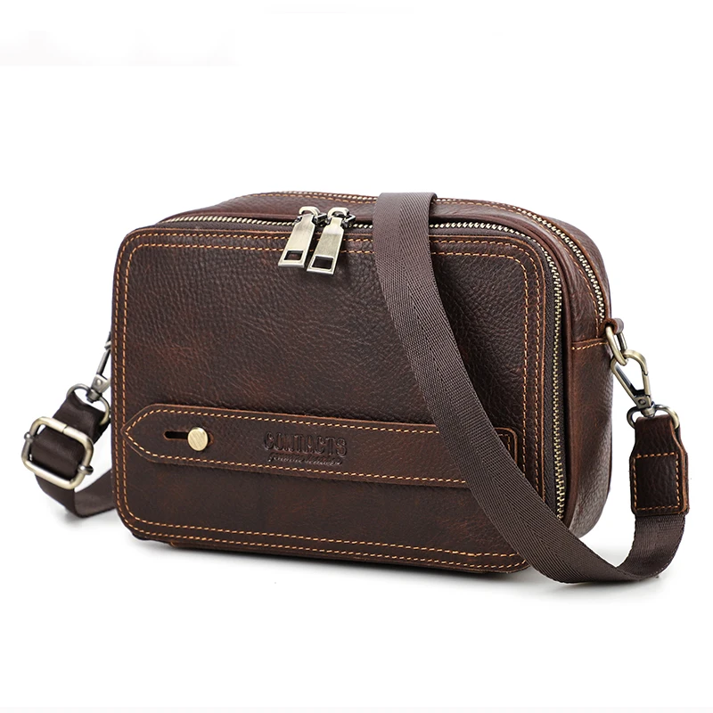 Retro Echtes Leder Männer Mini Schulter Taschen Casual Mann Umhängetaschen Clutch Kleine Handtasche Vintage Männlichen Mini Umhängetasche