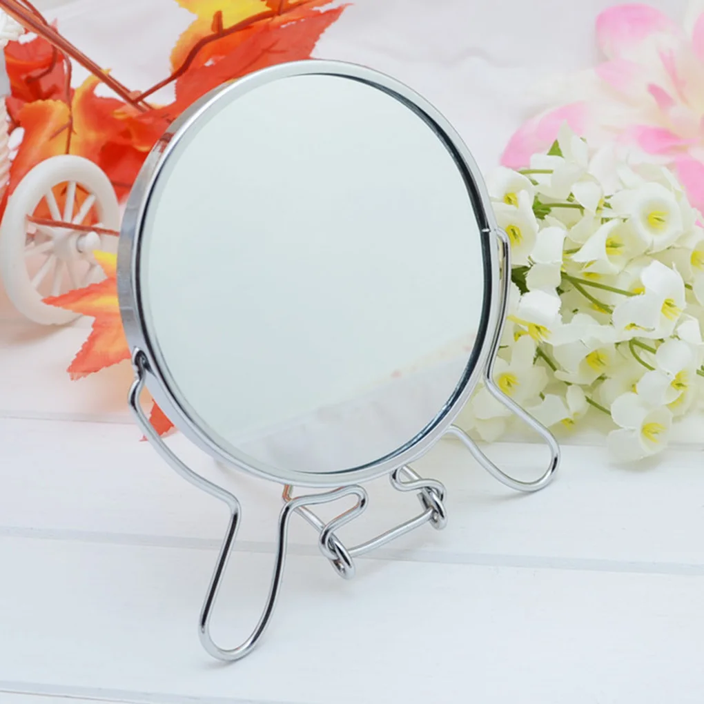 

4" Round Makeup Cosmetic Mirror 360 Degree Rotation Two Side Mirror Magnifier Stainless Steel Frame