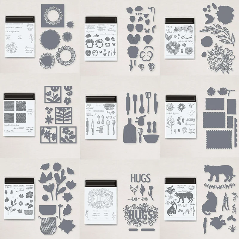 Cooking Tools Flowers  Trees Stars Cats Sending Hugs Transparent Clear Stamps And Dies for DIY Scrapbooking Craft Cards 2021 New