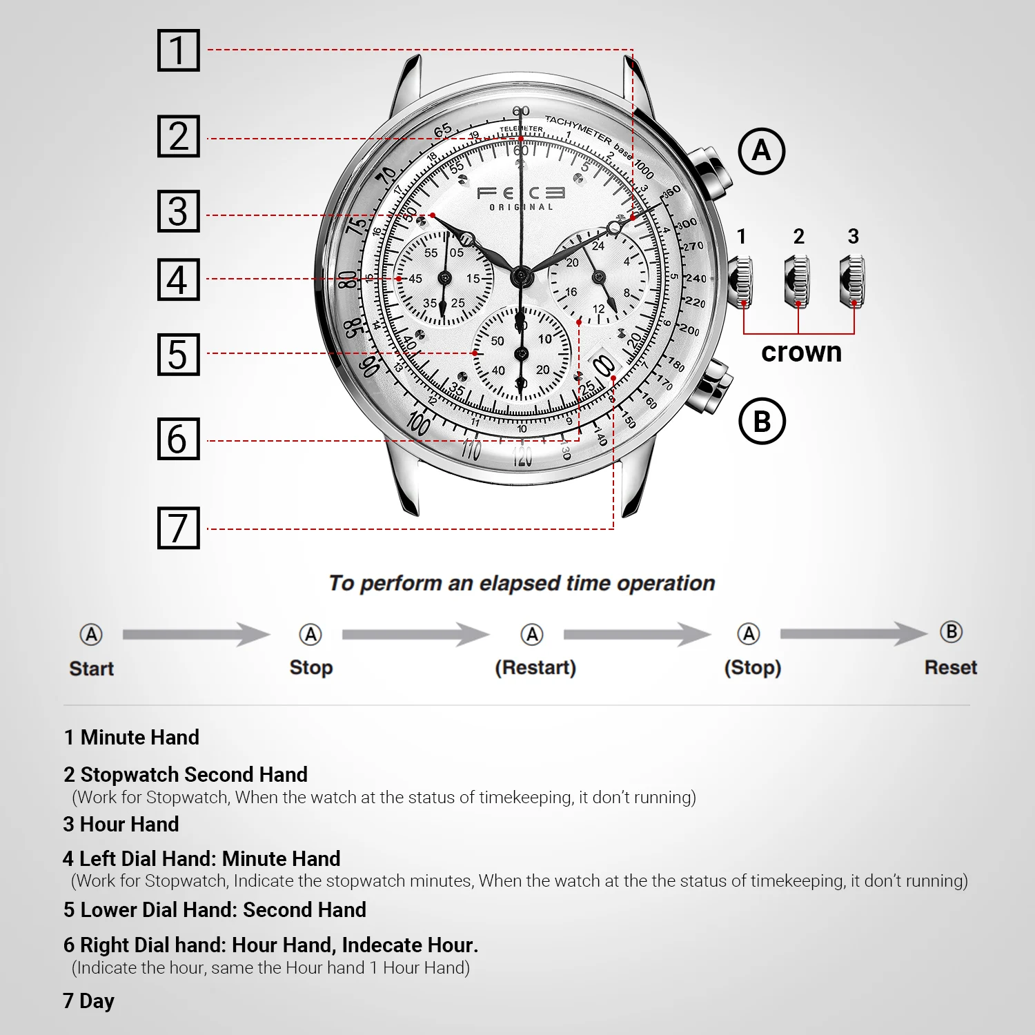 FEICE Fashion Vintage Chronograph Watch Men's Quartz Stopwatch Waterproof Casual Sport Multi-function Wrist Watches FS303