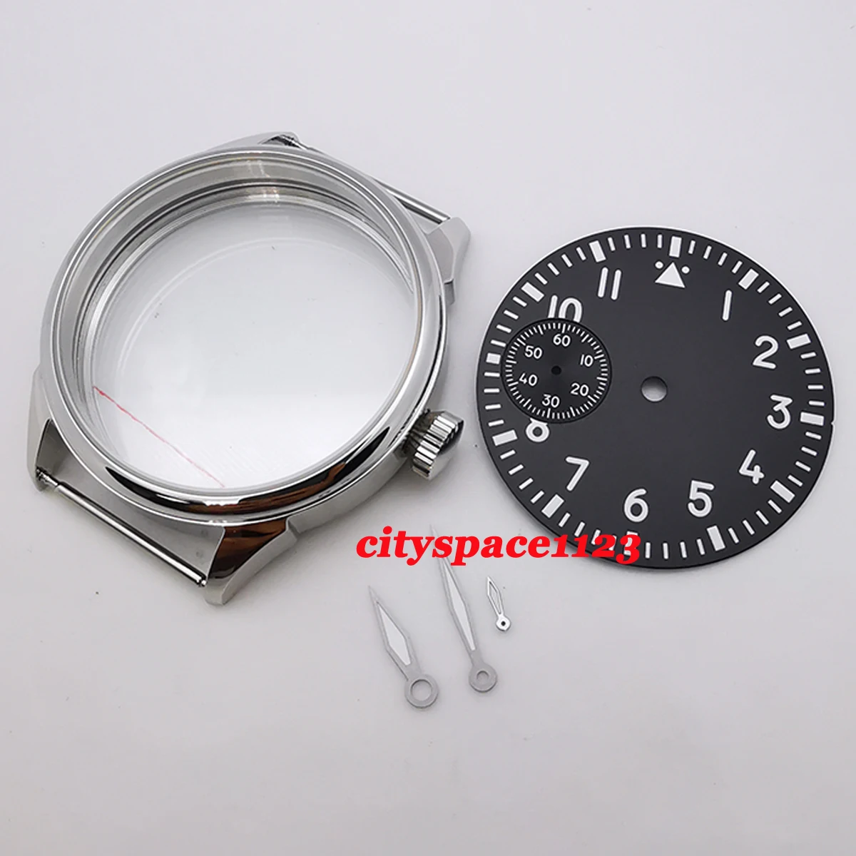 

42mm Sterile Steel Watch Parts Polishing Case+Dial+Hands Fit ETA 6497 st3600 Hand Winding Movement