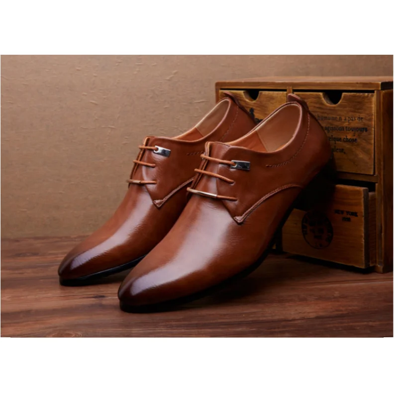 

2020 new products leather shoes men's retro pointed toe large size leather shoes business formal shoes