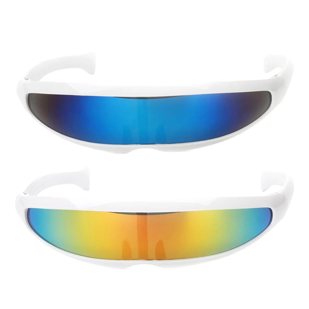 2 pcs Futuristic Mirrored Lens Narrow Cyclops Sunglasses Eyewear Glasses Costume Props 2 pcs Futuristic Mirrored Lens Narrow Cyclops Sunglasses Eyewear Glasses Costume Props
