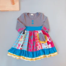 Осеннее Хлопковое платье с длинными рукавами и пуговицами для девочек, лидер продаж, Новое Стильное платье для подарка