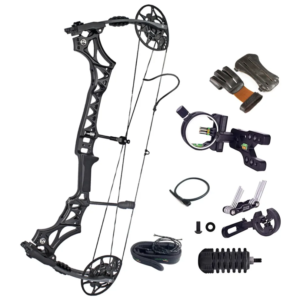 Archery Pure Carbon Fiber Compound Bow Set Predator 2 Generation 50-65lbs Compound Bow 5 Pins Bow Sight for Hunting Accessories