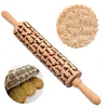 1PC Embossing Engraved Rolling Pin Baking Tool Cookie Fondant Cake Dough Roller Patterned Rolling Pin Kitchen Accessories 4
