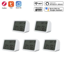 Tuya Zigbee – capteur de température et d'humidité d'intérieur, 3.0, hygromètre, thermomètre avec écran LCD, Support Alexa Google Assistant