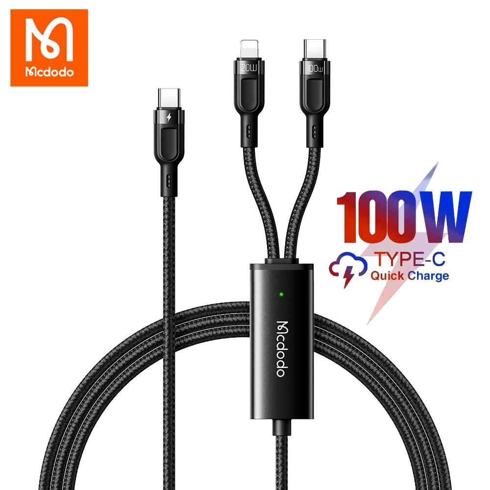 Mcdodo 2 в 1 PD 100 Вт USB C Lightning Кабель для iphone 11 12 Pro Max XS 8 Plus ipad Samsung 5A Быстрая зарядка