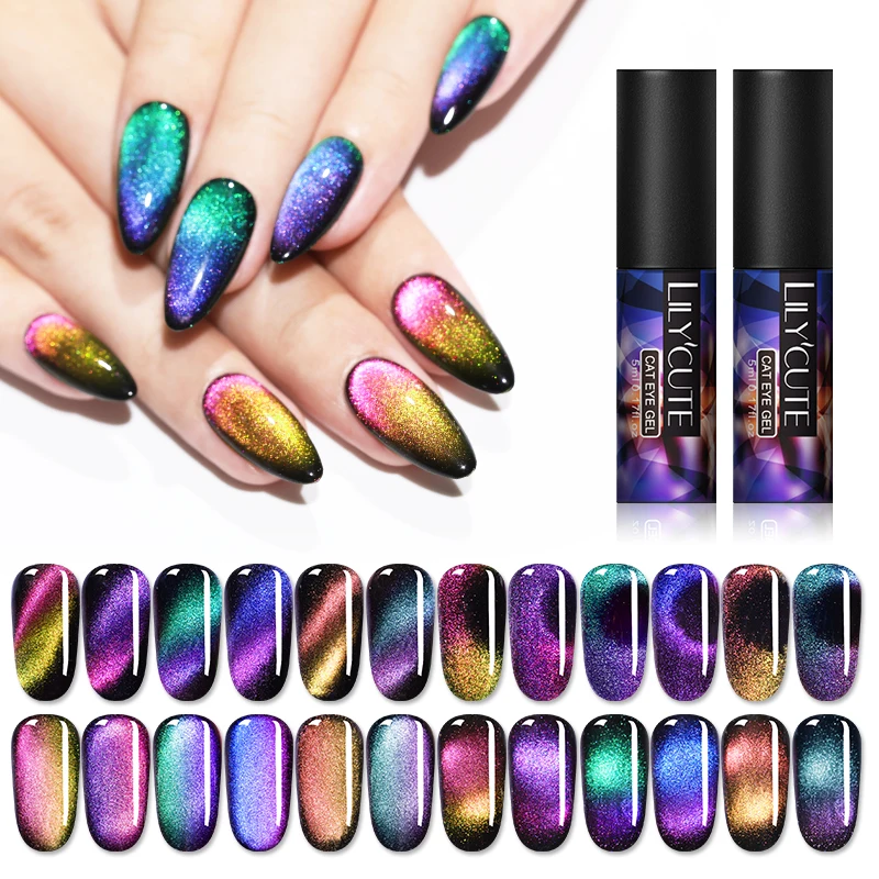 LILYCUTE 7D Магнитный Гель лак для ногтей Хамелеон Auroras кошачий глаз УФ гель дизайна