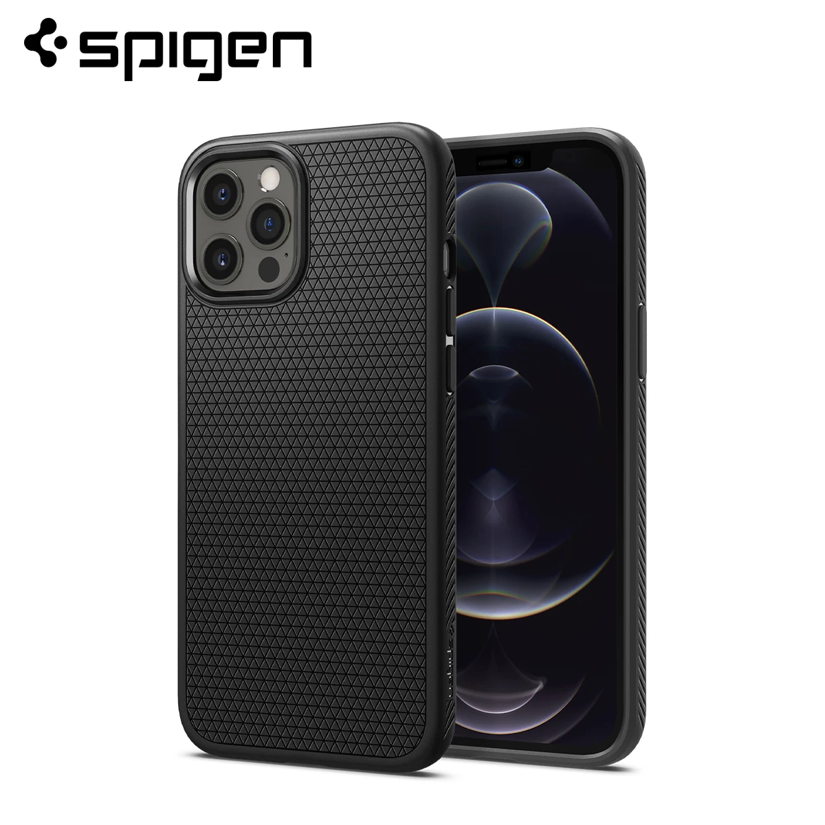 Spigen-funda líquida Air para iPhone 12 Pro Max (6,7 ), carcasa ligera  antideslizante de TPU Flexible, color negro mate