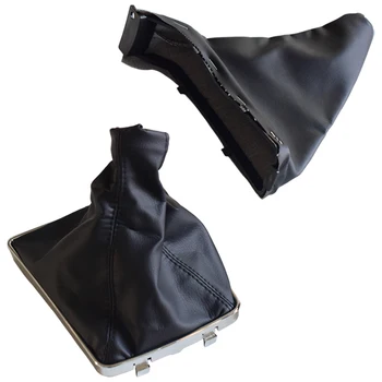 

Car Styling Black Leather Car Anti Slip Cover Gear shift Lever Boot Cover and Handbrake Grips Case For Opel ASTRA H