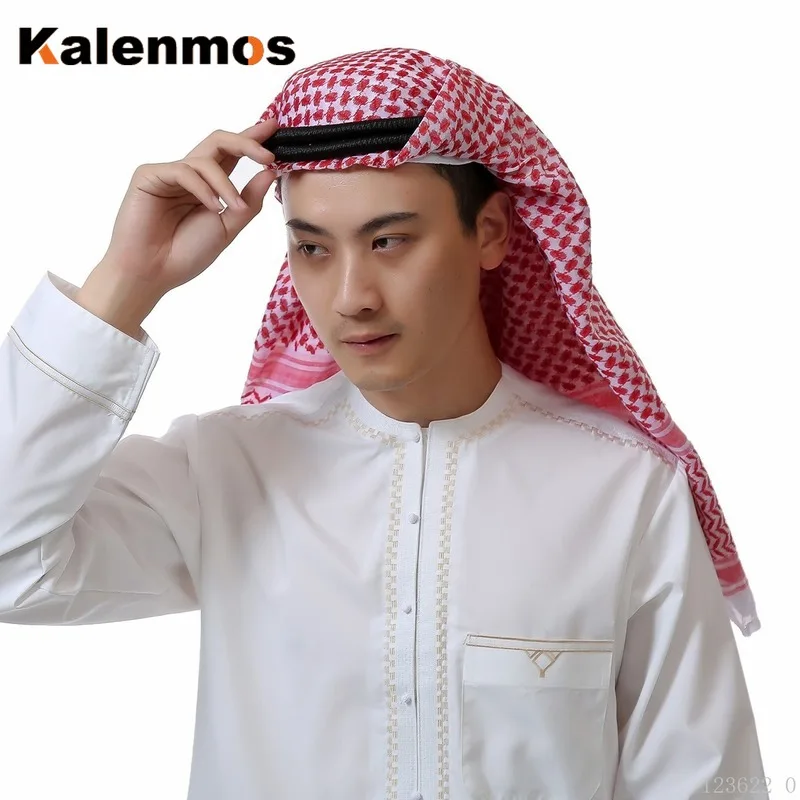 Мусульманский головной хиджаб, шарф, Мужская многофункциональная повязка на голову, бандана, мусульманская Военная клетчатая шаль с кисточками Keffiyeh Shemagh