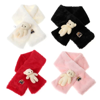 

Fashion Faux Fur Children Scarves Cute Bear Warm Winter Soft Shawl Wrap For Kids