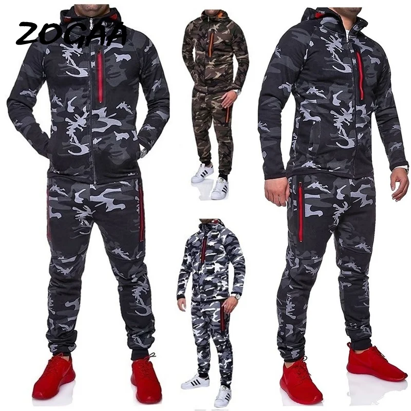 

ZOGAA 2020 Men Camouflage Jackets+Pants Set Male Tracksuit Outdoors Suit Men's Gyms Suit Set Casual Sportswear men sweat suit
