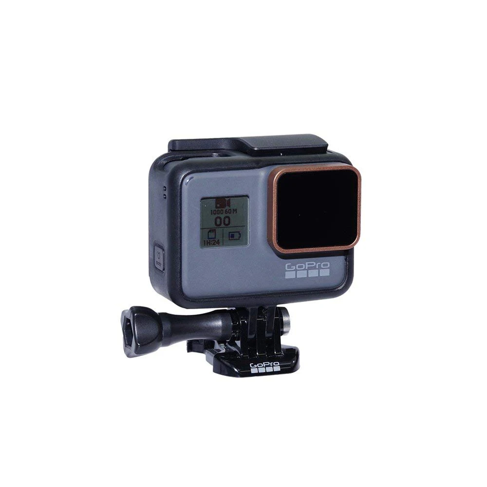 Les 8 filtres ND déployés devant une GoPro Hero 12, prêts à l'emploi pour des vidéos créatives.