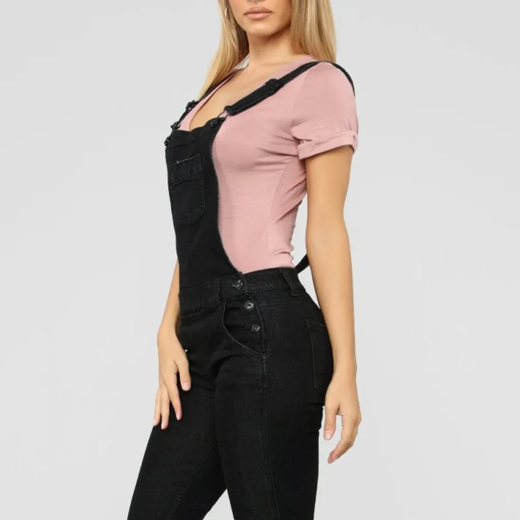 Женский джинсовый комбинезон SAGACE классический облегающий Повседневный