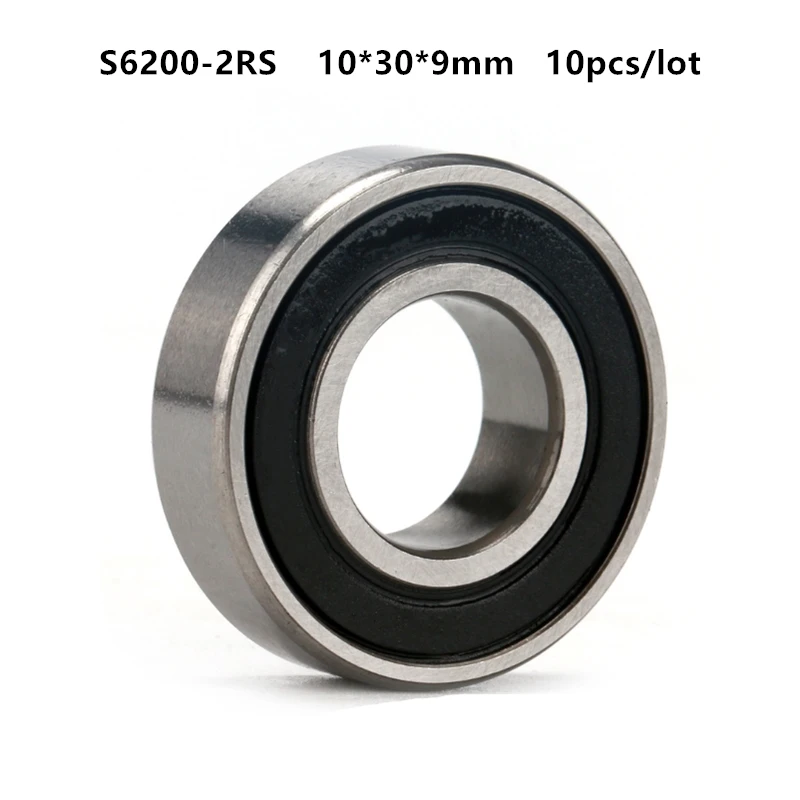 10 шт./лот ABEC 5 S6200RS S6200 2RS 10*30*9 мм шарикоподшипник из нержавеющей стали глубокий