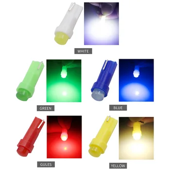 

100pcs T5 1 led DC12V Ceramic Dashboard Gauge Instrument Ceramic Auto Side Wedge Light Lamp Bulb Red / Green / Yellow / Blue