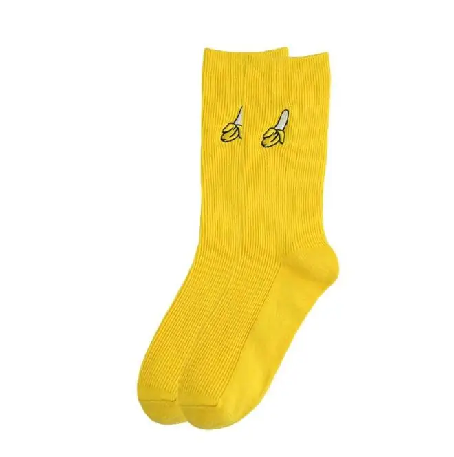 Милые забавные носки с фруктами из мультфильмов, авокадо, банан, вишня, персик, кавайные носки для девочек, Meias, корейский стиль, Harajuku, длинные носки с вышивкой - Цвет: 4