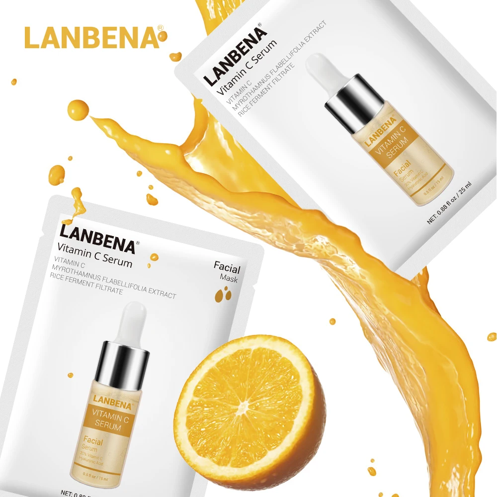 LANBENA Vitamina C маска для лица Отбеливающая увлажняющая маска для ухода за кожей лица сывороточная эссенция Шелковая Маска уменьшает пятна уход за лицом