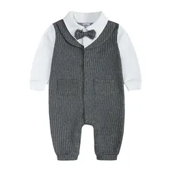 Barboteuse en coton à manches longues pour bébé garçon et fille, vêtement à la mode pour jeune enfant de 3 à 24 mois, printemps et automne 