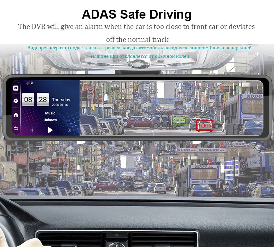 Car dash cam 12 Rear view Mirror Camera Android 4G Car DVR ADAS WIFI Video Recorder FHD 1080P Dual lens Dash Cam Registrator Mount