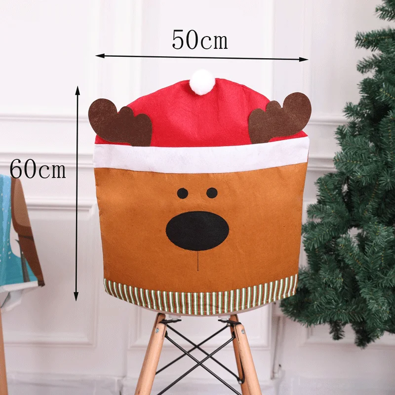 Christmas chair cover decorative flannelette 60x50cm creative Santa Claus reindeer home decoration 2020 New Year Christmas gift