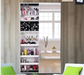 

Wardrobe mirror household mirror jewelry storage cabinet cloakroom wall side pull wall hanging fitting mirror