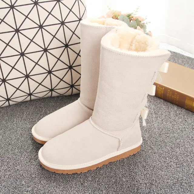 Merken Snowboots Vrouwen Vrouw Winter Laarzen strikje Zwart Casual Schoenen Vrouw Booties Pluche Bottine Femme ONS 4-13