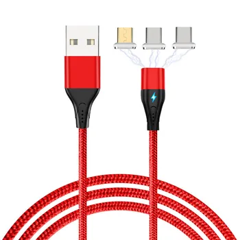 

Three In One Magnetic Cablle Quick Charge Line For Apple Micro Usb Cable Usb Type C Wire Cables