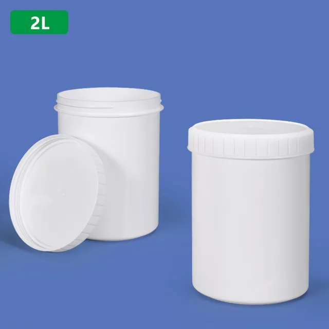 Üres 2000 Ml -Es Műanyag Edény Csavaros Sapkával Élelmiszer -Minőségű Tárolóedény Kerek Újratölthető Palackok 1Db