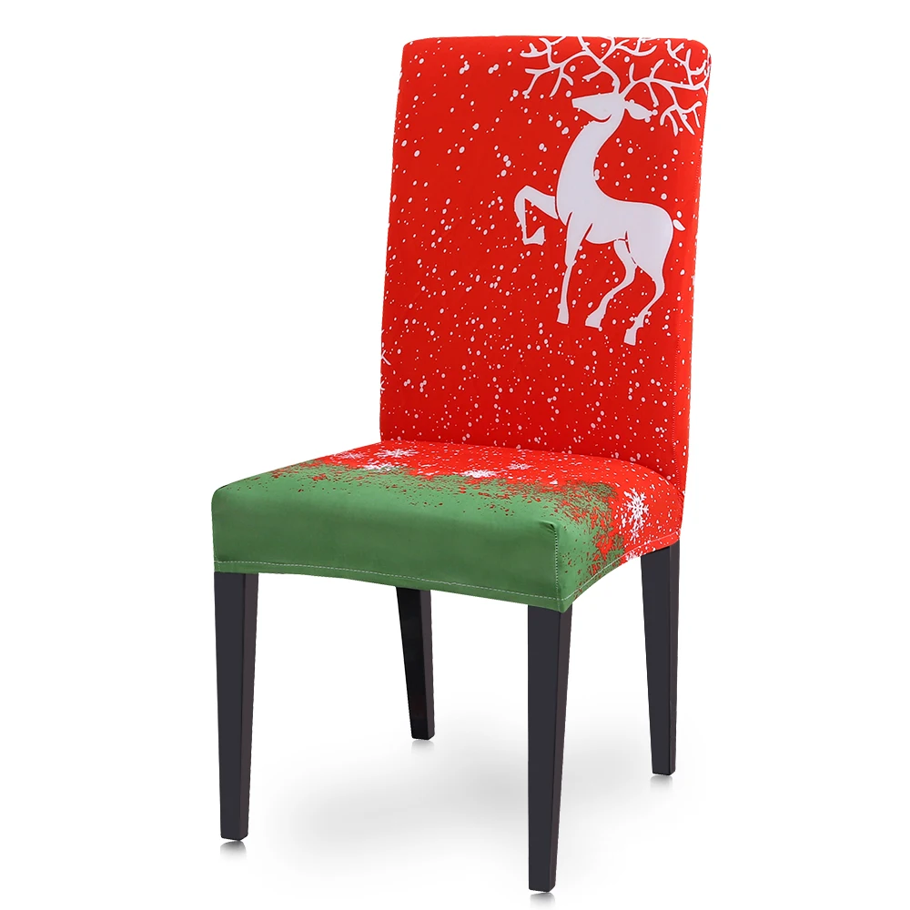 Christmas Decor Dining Room Chair Cover Removable Washable Stretch Seat Cover Universal Size Chair Covers Seat Slipcovers - Цвет: D