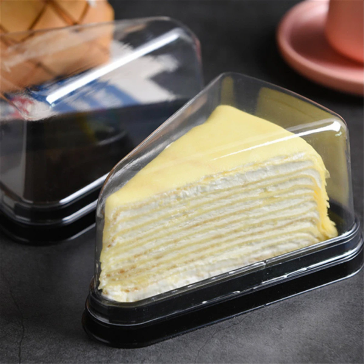 1X Contenitore Per Il Trasporto Del Contenitore Del Contenitore Del Contenitore Del Formaggio Della Torta Triangolare Robusto Di Plastica 1X