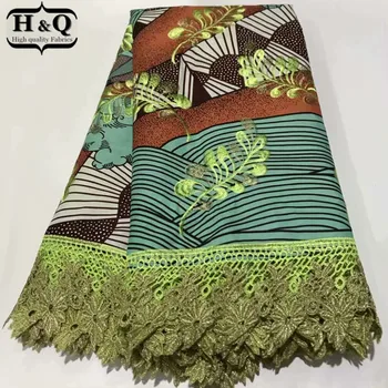 

H&Q high quality african fabric wax print batik lace embroidered 100% cotton fabric water soluble nigerian guipure laces fabrics