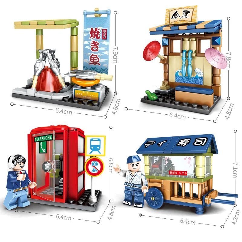 SEMBO Blocks Mini City Street Food Sushi Shop Store MOC Building Blocks Kids Educational Toys for Girl Boy Gift Juguetes Bloques
