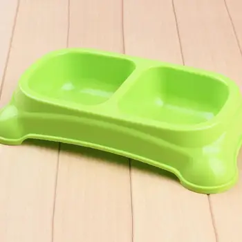 

Plastic Double Feed Bowl Pet Dog Cat Water Dish Station Elevated Feeder Solid