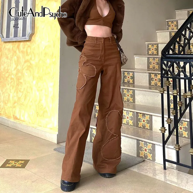 Streetwear Patchwork floreale Jeans marroni caldi donna pantaloni oversize  Vintage in Denim a vita alta pantaloni Cargo moda cuteandpsicopatico -  AliExpress Women's Clothing