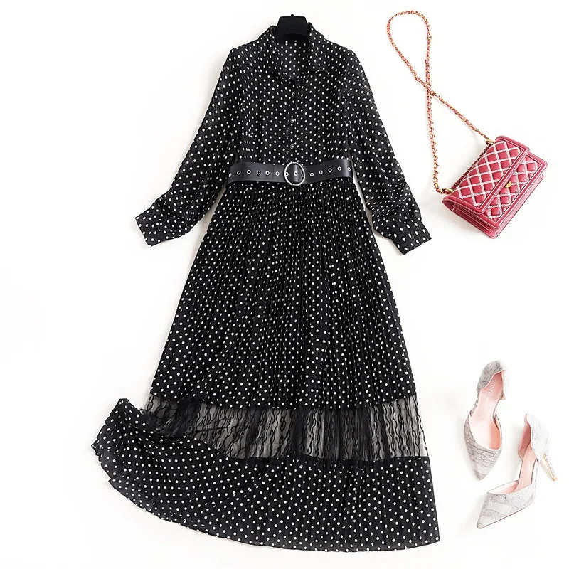 Vintage Shirt Jurk Chiffon Dot Sjerpen Enkellange Turn-Down Kraag Jurk Alledaagse Voor Werk Maxi Jurken Voor vrouwen Kleding Vintage Shirt Jurk Chiffon Dot Sjerpen Enkellange Turn-Down Kraag Jurk Alledaagse Voor Werk Maxi Jurken Voor vrouwen Kleding